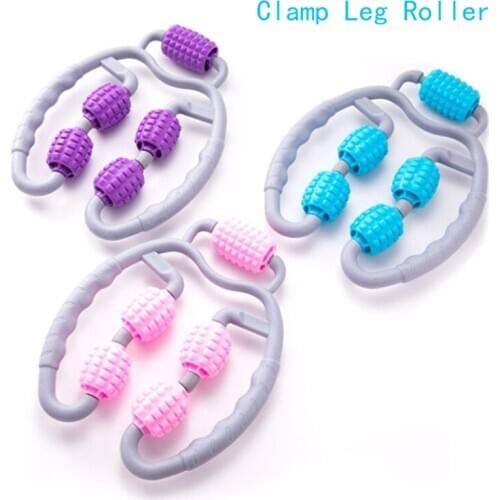 360° Massager Leg Muscle Relaxation Roller Ring Clamp Leg Massage Stick Yoga Body Shaping 4 Wheels Fitness Device for Sports