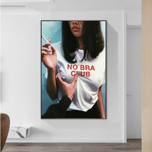 Abstract No Bar Club Smoking Girl Canvas Paintings Posters and Prints Modern Wall Art Pictures for Living Room Decor Unframed