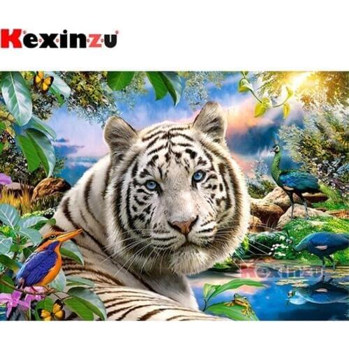 5D DIY Full Square/Round Drill Diamond Painting "White tiger" 3d Embroidery Mosaic Cross Stitch Wall Stickers Decor Gift X9796