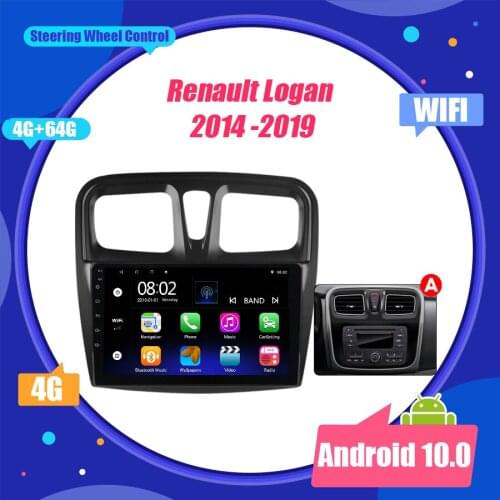 Android Auto Radio GPS Navigation For Renault Logan 2 Sandero 2 2014 2015 2016 2017 2018 2019 2.5D Car Multimedia Video Player