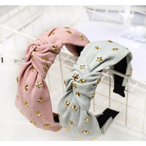 Bohemian Vintage Thick Fabric Hairband WIth Star Stamping Headband customized Hair Accessories