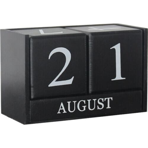 INS Rustic Wooden Desk Perpetual Calendar Cubes Calendar Block Stand Ornament Home Office Decro