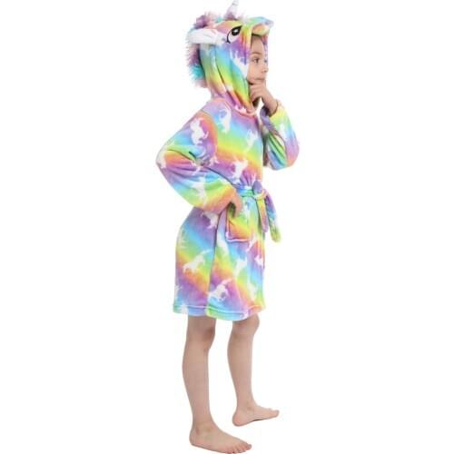 Childrens Bathrobe Unicorn Onesies Bath Robe Towel for Boys Girls Kigurumi Kids Sleepwear Animal Cosplay Toddler Pyjamas Roupao