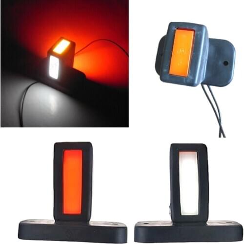 1Pair 12-24V 3 Face Red Amber White LED Lamp for Car Truck Trailer Caravan Van Marker Side Light Outline Lamp External Lights