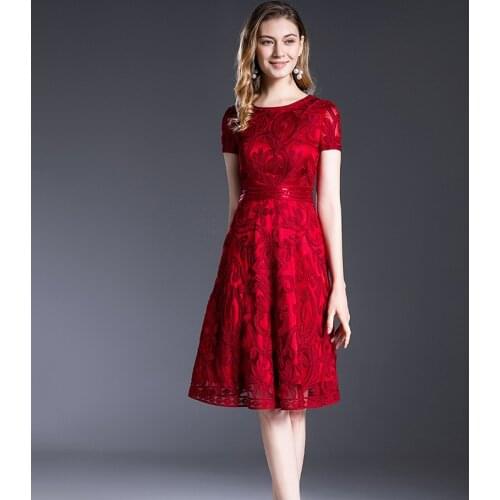 Hot Selling Embroidered WOMENS Dress 2020 New Style Platter Dress Short Sleeve Middle-aged Clothing Cross Border Electricity