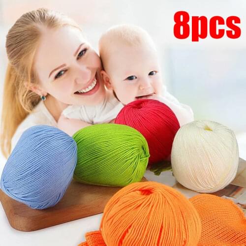 8pcs Coton Crochet Yarn for Hand Knitting Silk Yarn Fio De Malha Lana Trico Cotton Yarn 50g Yarn T-shirt Yarn