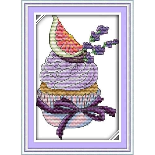 Joy Sunday Blueberry&Lavender Cake Counted Cross Stitch 11&14CT Cross Stitch Embroidery Needlework for Home Decor Handmade Gift