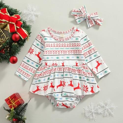 Ma&Baby 0-18M Christmas Infant Newborn Baby Girl Rompers Red Deer Ruffles Long Sleeve Jumpsuit Xmas Clothing D84