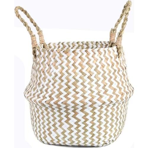 Seagrass Belly Basket for Storage,Plant Basket,Laundry,Grocery and Woven Straw Plant Pots Cover Indoor Decorative