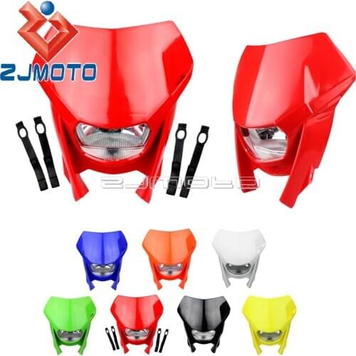 Red 12V H4 Bulb Motorcycle Headlight Fairing For Honda XR 250 400 R CR CRF 250 450 R L Motocross Headlight Mask Universal