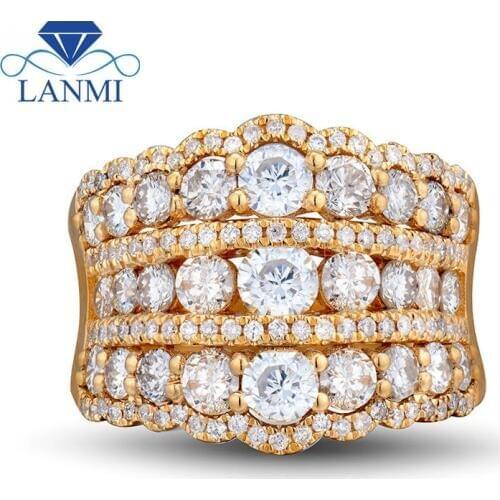 LANMI Super Elegant 18KT Yellow Gold Wedding Rings Natural Diamonds For Women Loving Forever Luxury Jewelry Gift Za Brand Ring