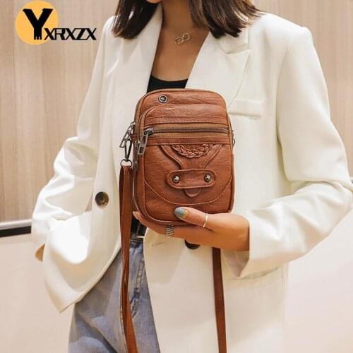 Retro Mini Crossbody Bag For Women Soft Leather Card Phone Purses Zipper Casual Shoulder Bag Ladies Daily Flap Bag Messenger Bag