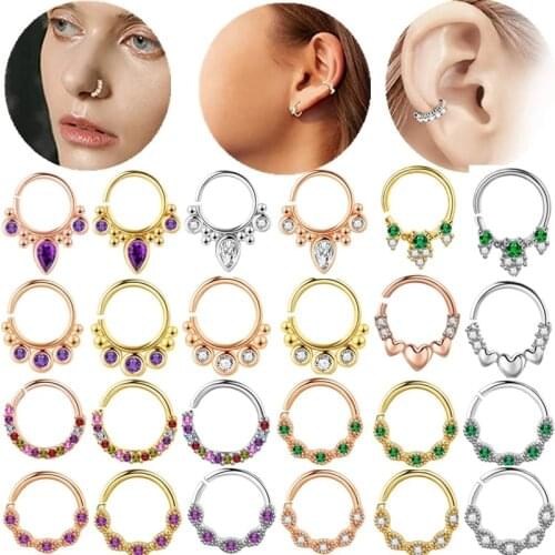 Fashion Fake Nose Hoop Indian Nose Stud Piercing Nariz Rings Bling Colorful Rhinestones Piercing Earring Body Jewelry