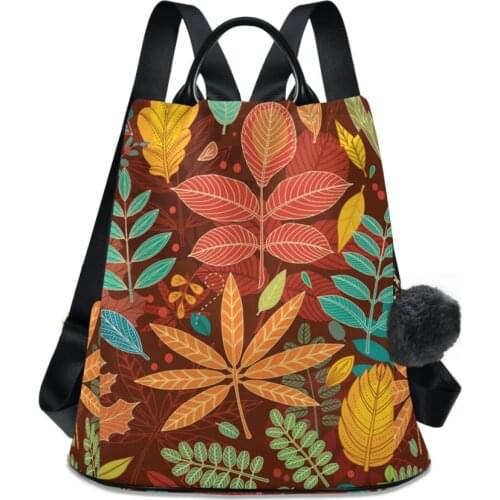 Fashion backpack women large capacity student backpack Leaves school bag for teenage girls shoulder bags for ladies travel bag