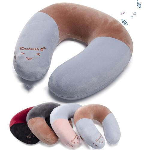 Musical Pillow Bluetooth Wireless Headphone Headset Earphone Comfort Massage Travel Neck Pillow with Headrest Strap U-Shape Foam