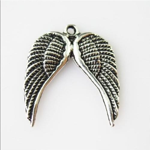 New 25Pcs Tibetan Silver Color Birds' Wings Charms Pendants 19x21mm