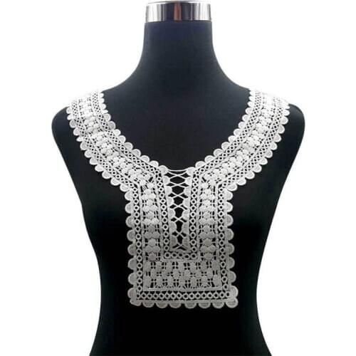 New Style High Quality White Lace Fabic Embroidered Applique Neckline for Lace Fabric Sewing Supplies Scrapbooking