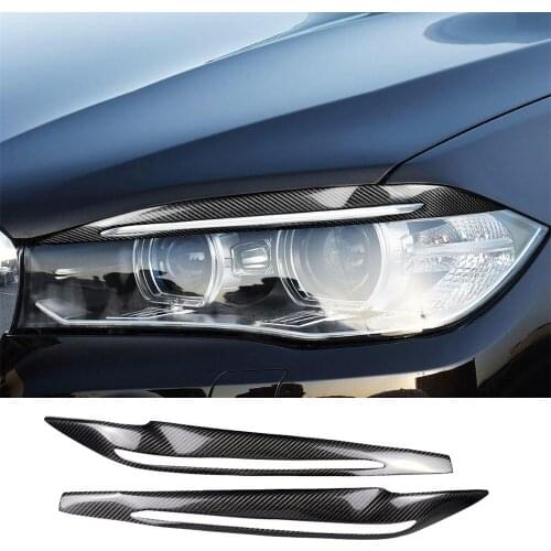 Fit for BMW X5 F15 X5M F85 X6 F16 X6M F86 2014-2018 Real Carbon Fiber Front Headlight Eyelids Eyebrow Cover Car Accessories