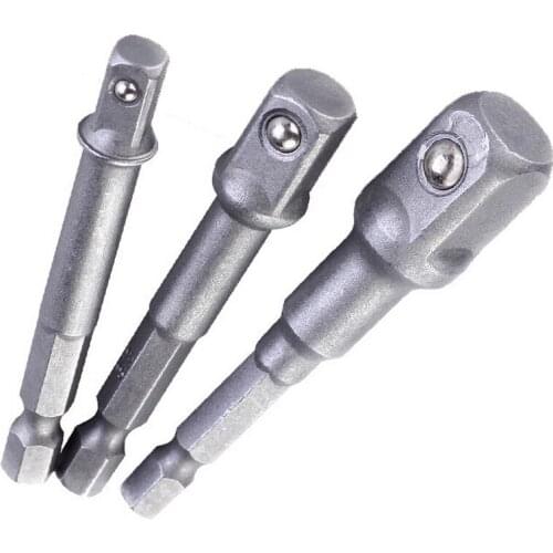 3 PCS Hex Shank Socket Adapter Drill Bits Wrench Drive Power Drill Socket Extension Bit Adaptor Set 1/4 3/8 1/2 Screwdriver Tool