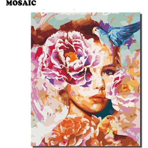 Full Square diy 5d Diamond Painting Cross Stitch abstract beautiful woman with flower,Diamond Embroidery painting mosaic Decor