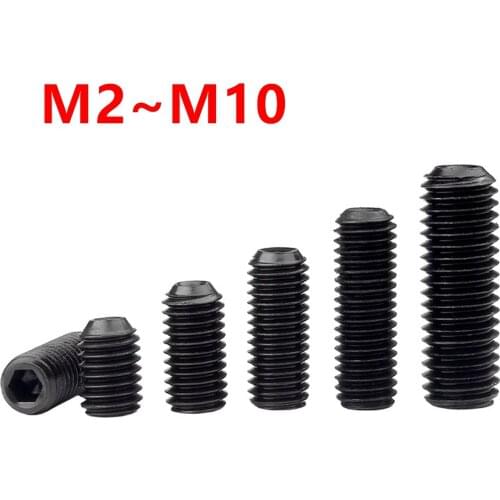 Grub Screw M2 M2.5 M3 M4 M5 M6 M8 M10 Grade 12.9 Black Carbon Steel Hex Hexagon Socket Allen Cup Point DIY Set Door handles Bolt