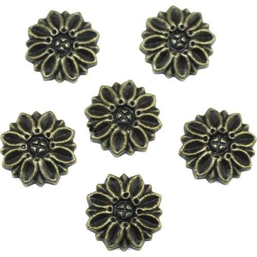 Vintage Alloy Coner Cabochon,Ancient Flower Corner,Flatback Metal Embellishments Scrapbooking,Decor Wooden Box Bronze,22mm,20Pcs