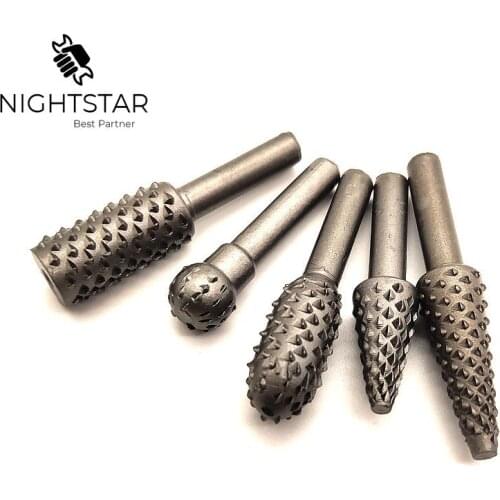 Krachtige 5Pcs Rotary Rasp HSS Grinding Head Power Tool Woodworking Cutter Drill Bits Rotary Craft Files Shank 1/4