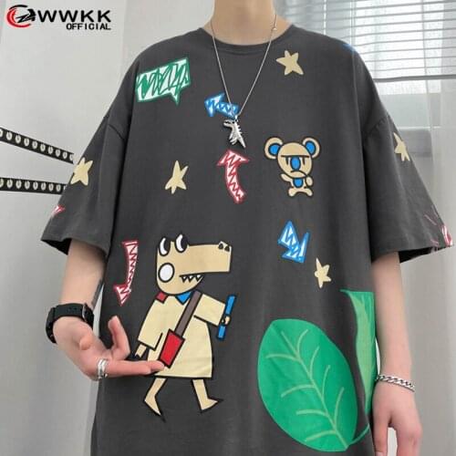 WWKK Tshirts Streetwear Hip Hop Anime Print Punk Rock Gothic Tees Shirts Harajuku Fashion Casual Short Sleeve Loose Tops