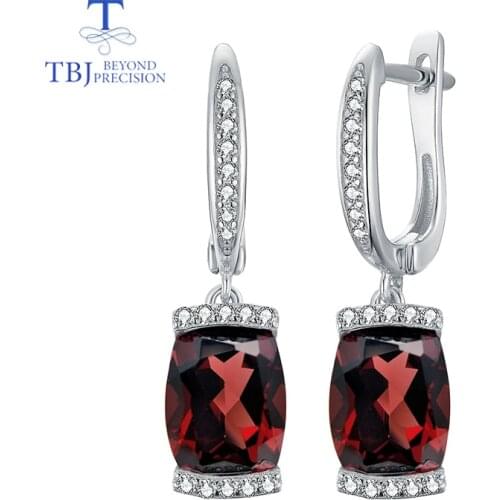 TBJ,natural red garnet earring gemstone in 925 sterling silver fine jewelry simple design for woman best Valentine gift with box