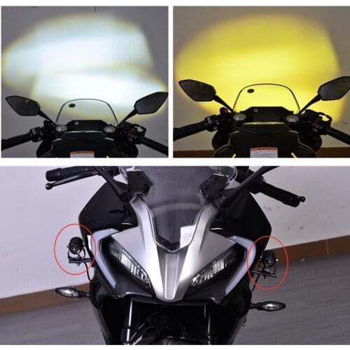 1 Pair Auxiliary Lights Round Flood White Yellow LED Headlight Fit for E-Bicycle Fog Lamp Night Driving Headlights