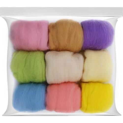 10g Wool Roving (9 Colors) 19 Microns Superfine Merino Wool Felt Wool Sheep Wool Needle Felting Wool for Wool Felting Kit (J)