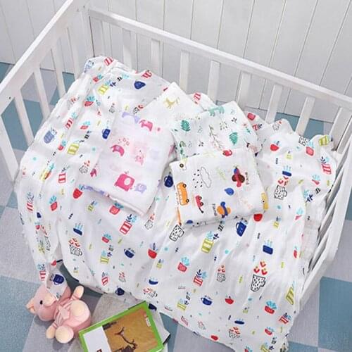 100% Cotton Baby Blanket Soft Newborn Blankets 2 Layers Bath Gauze Infant Swaddle Wrap Sleepsack Stroller Cover