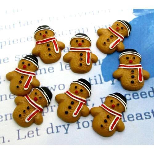 20Pcs Resin Christmas SnowMan Cookies Crafts Flatback Cabochon Scrapbooking Decorations Fit Hair Clips Embellishments Beads Diy