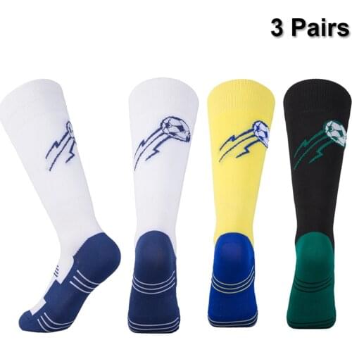 RANDY SUN 3 Pairs-Football Football Socks Blue Green Men Soccer Socks Men Green Blue Stripe Blue Green Football Pattern Socks