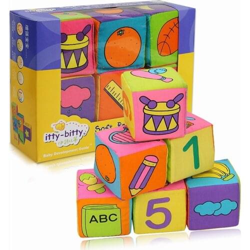 6pcs Soft Cloth Baby Blocks Early Educational Infant Toy Multifunctional Newborn Intellectual development Toys for 0-3 Years