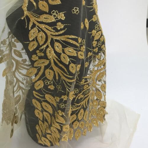 Colorful Floral African Glitter Tulle Sequins Lace Fabrics 2021 Nigerian Wedding French Guipure Pattern Fabric for Sewing Dress