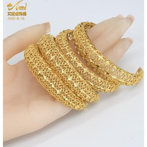 ANIID Cc Bangels For Women Turkish Bangle Indian Wedding Dubai Jewelry Dubia 24K Carat Gold Egyptian Cuffs Expandable Wholesale