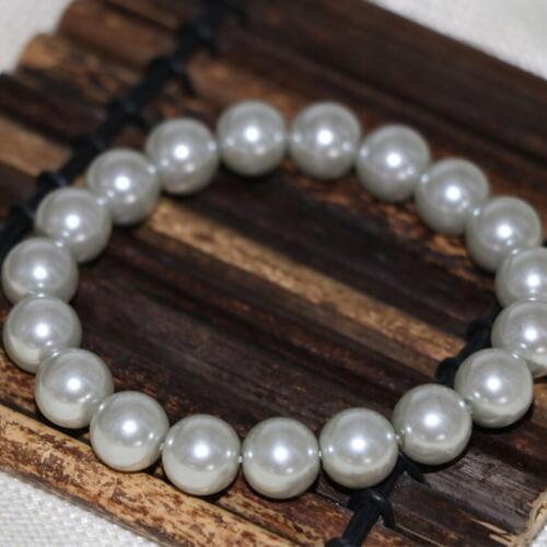 Bohemia style 10mm silver-color shell simulated-pearl round beads bracelets for women high quality jewelry 7.5inch B2910
