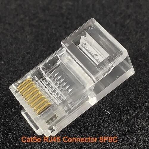 Cat5e RJ45 Connector 8P8C Modular Ethernet Cable Head Plug "3 theeth"Pin Gold-plated