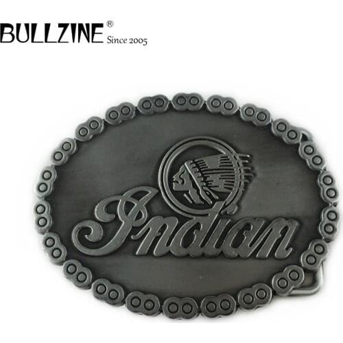 Bullzine Fashion belt buckle with pewter finish FP-03137-1 suitable for 4cm width snap on belt