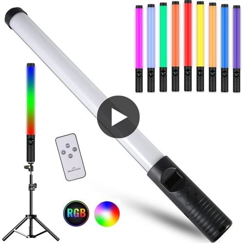 Handheld RGB Light Wand Colorful LED Stick Photography Lamp Rechargeable Flash Video Light with Tripod for Party Wedding YouTube