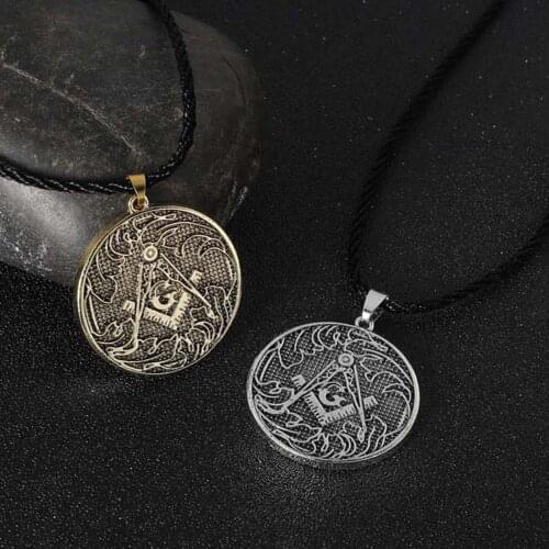 Cxwind Retro Symbol Masonic Letter G Pendant Necklace Jewelry Talisman Pendant Round Ancient Jewelry Men Charm Choker