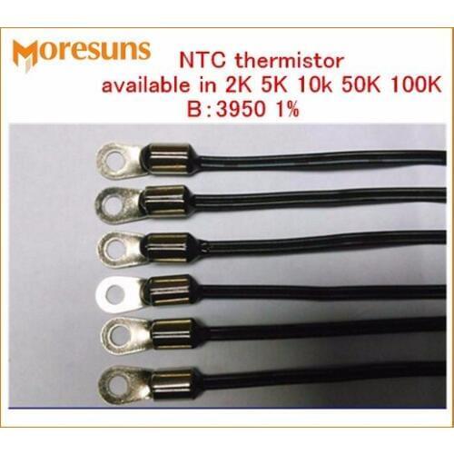 Fast Free shiping 50pcs/lot NTC Thermistor Temperature Sensor Available in 2K 5K 10k 50K 100K B:3950 1% 1000mm NTC Sensor