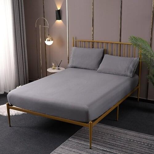 Home Anti-Slip Mattress Protector Cover Solid Color Fully Wrapped Fitted Bed Sheet with Elastic For Adult Twin Full Queen King