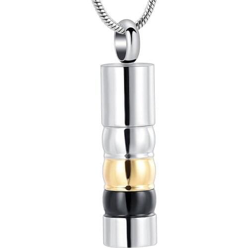 IJD11950 Mixed Color Stainless Steel Cylinder Memorial Necklace For Ashes For Human/Pet Cremation Urn Pendant Jewelry - Newest