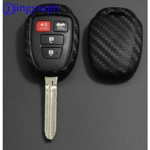 Jingyuqin Carbon Fiber Patter Silicone Key Cover For Toyota Yaris Toyota Corolla Rav4 Camry Key Silicone Car Key Protection Case