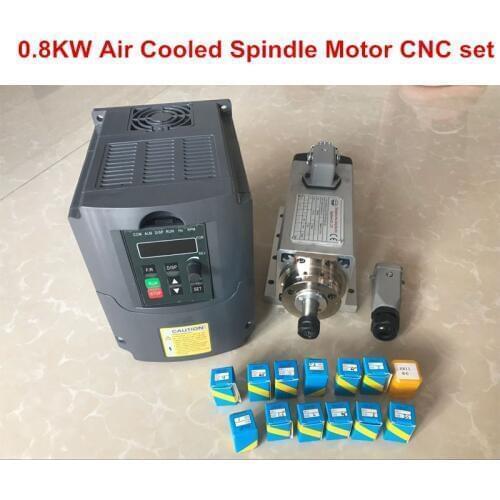800W ER11 Air Cooled Spindle motor Kit 0.8KW spindle motor + 1.5KW 220v Inverter + 13pcs ER11 Collet