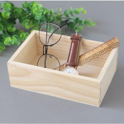 Retro Square Wooden Succulent Plants Potted Flowers Holder Desktop Organizer Case Storage Box Home Gardening Decoration