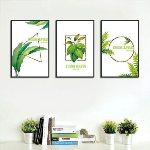 Minimalist Green Plant Leaf Canvas Painting Modern Geometric Border Home Decoration Posters and Prints Wall Pictures Room Decor