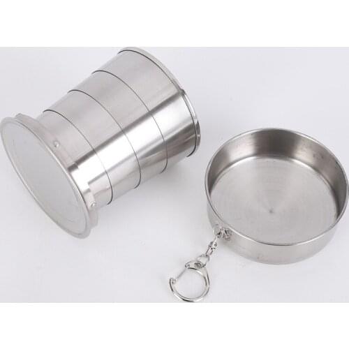 Outdoor cup Stainless Steel Portable Travel Cup telescopic folding cup folding cup with key ring
